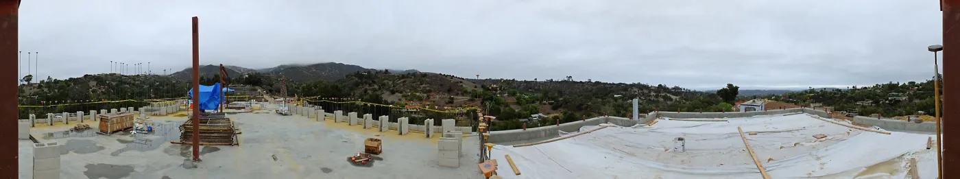 Pritzlaff Conservation Center Construction, panorama from south deck doorway