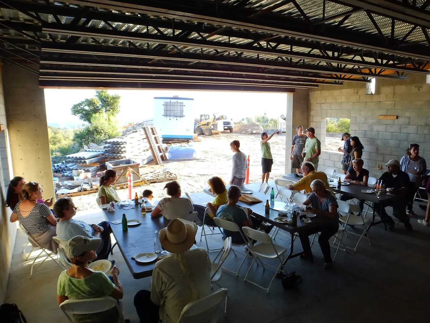 Pritzlaff Conservation Center Construction, Exhibit Room, looking southwest, Staff Tour and Pizza Party