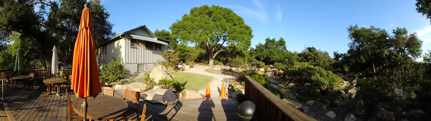 Home Demonstration Garden Renovation, view 26, panorama from deck