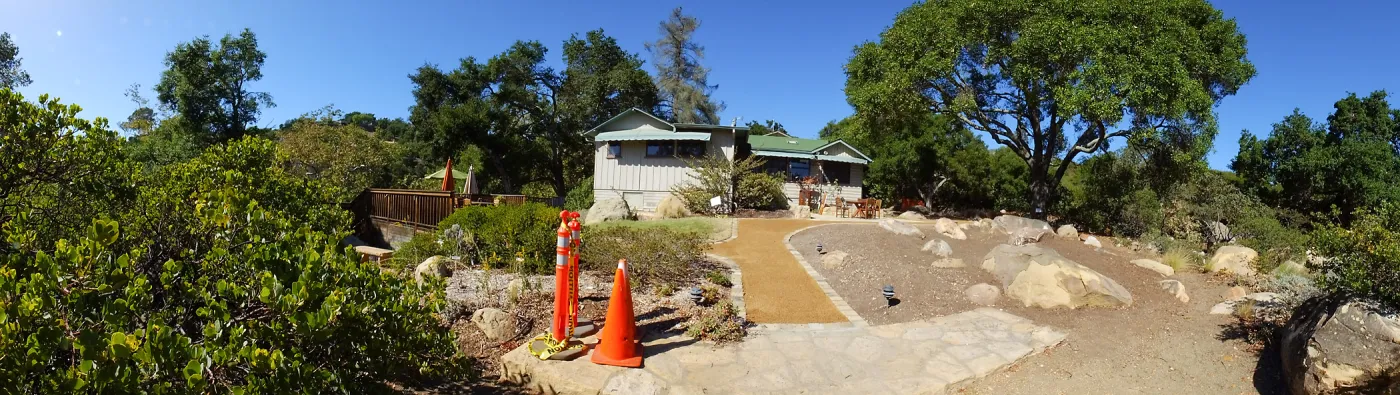 Home Demonstration Garden Renovation, view 21, panorama of south side of Cottage