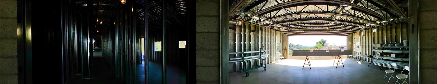 Pritzlaff Conservation Center Construction, panorama at interior entrance to Exhibit Room