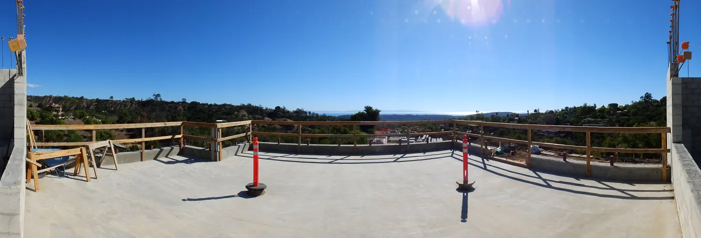 Pritzlaff Conservation Center Construction, panorama from south deck doorway