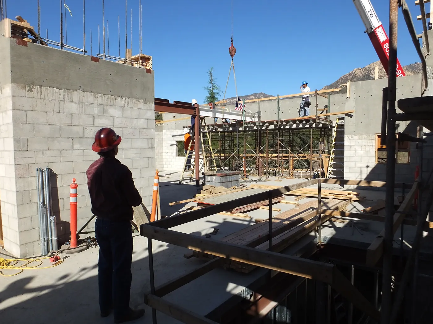 Pritzlaff Conservation Center Construction, looking northwest across Administrative office area, Topping Off