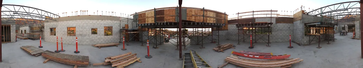Pritzlaff Conservation Center Construction, panorama of south side of second floor