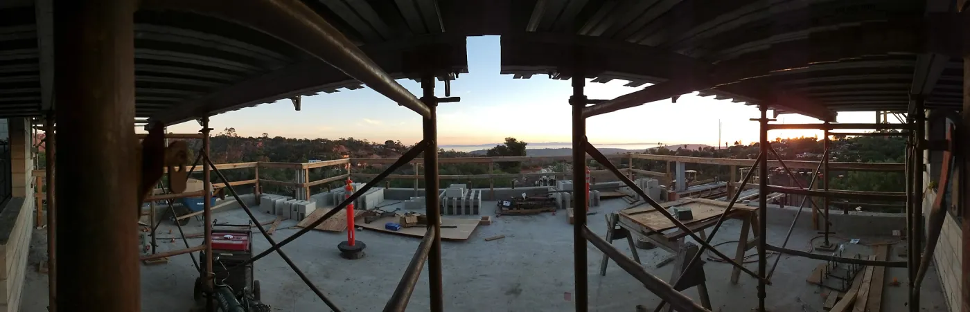 Pritzlaff Conservation Center Construction, panorama from south deck doorway