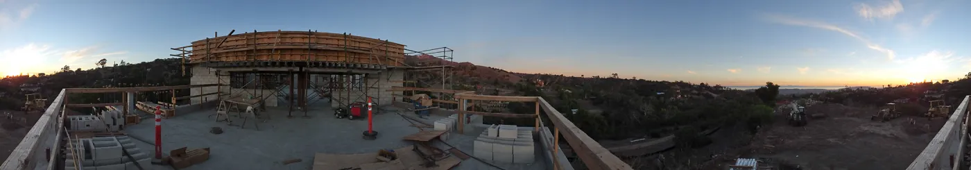 Pritzlaff Conservation Center Construction, panorama from south deck railing