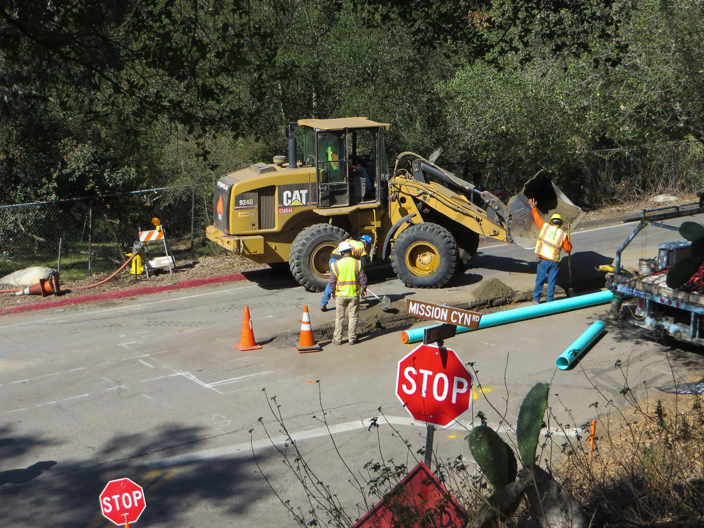 Sewer work, Mission Cyn Rd