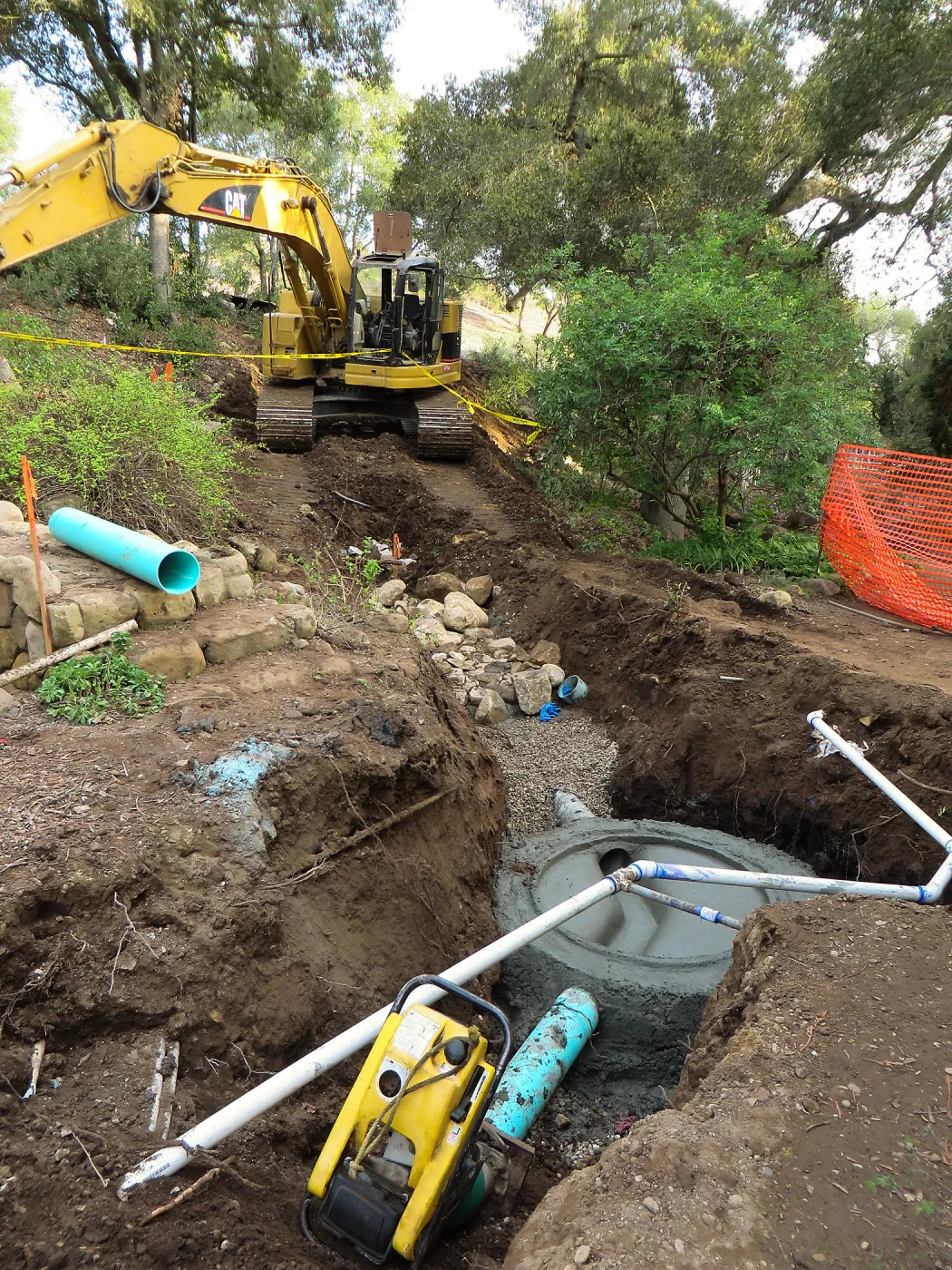 Sewer work, manhole