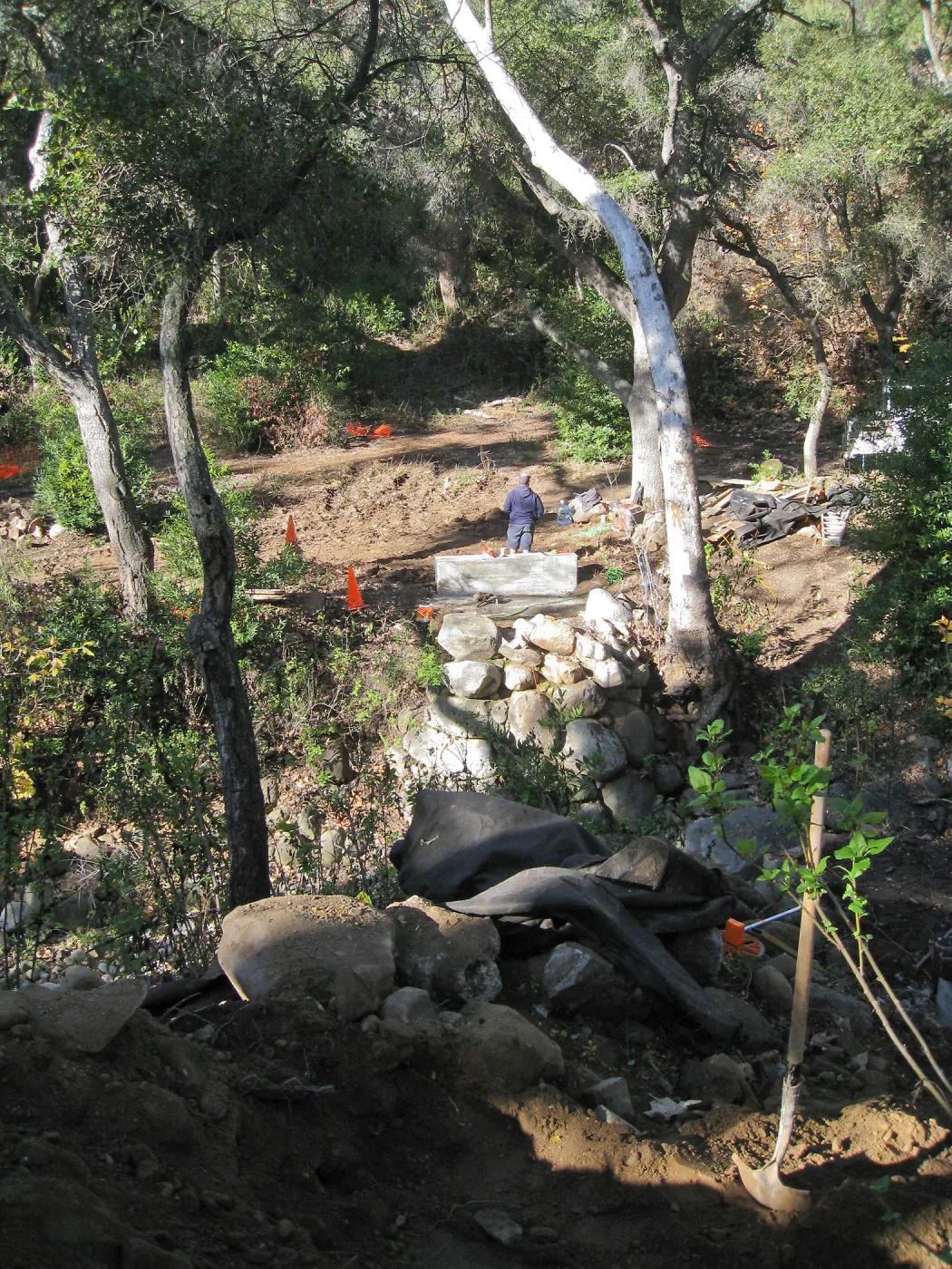 Rebuilding the Campbell Bridge, looking towards the west abutment