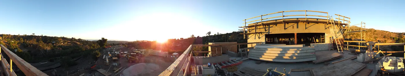 Pritzlaff Conservation Center Construction, panorama from south deck railing 