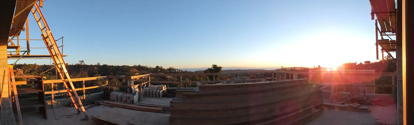 Pritzlaff Conservation Center Construction, panorama from south deck doorway 