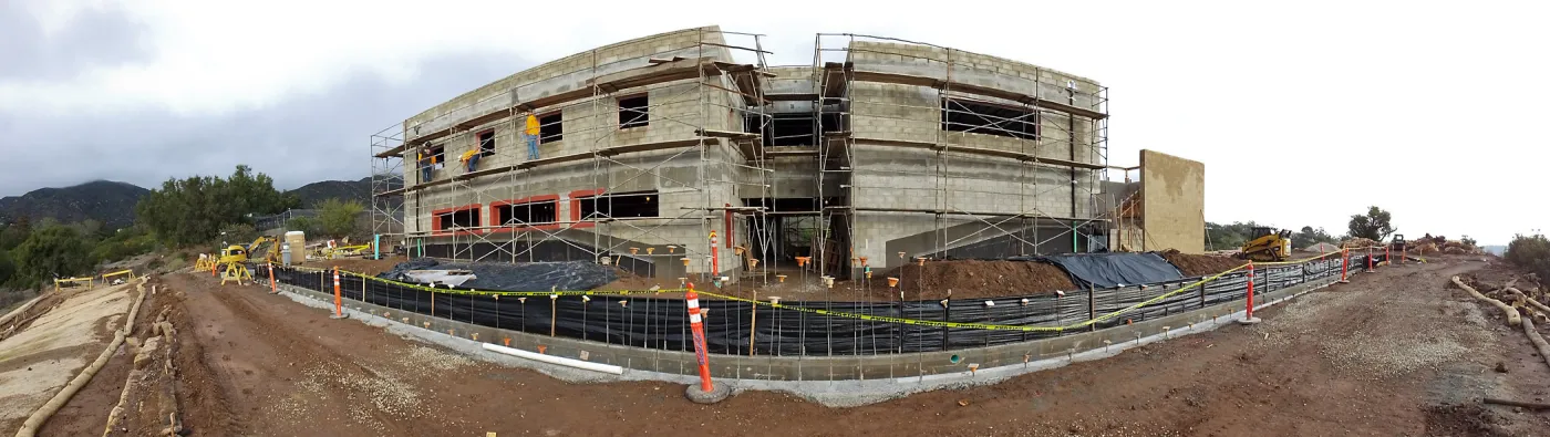 Pritzlaff Conservation Center Construction, panorama of west face