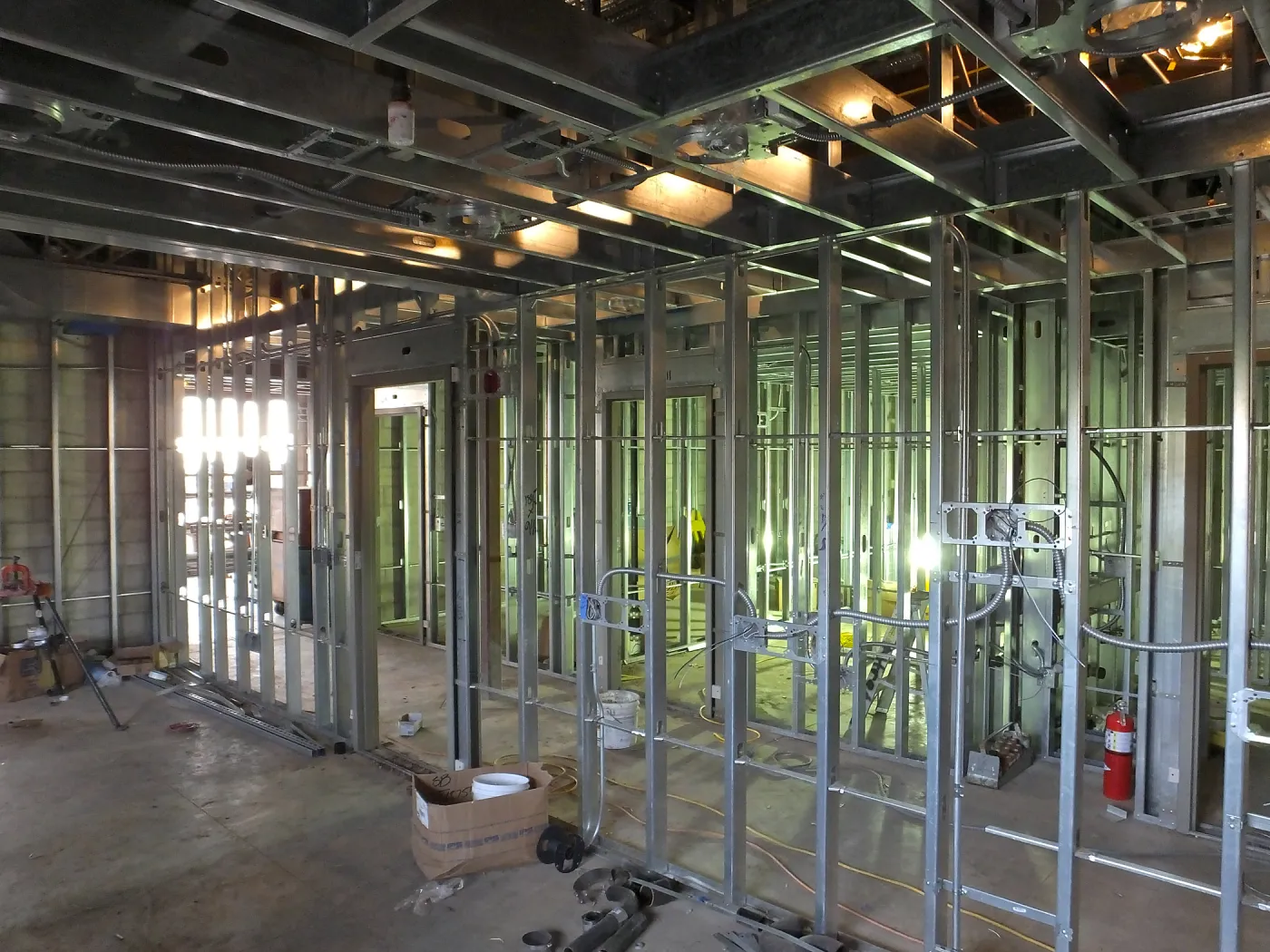 Pritzlaff Conservation Center Construction, looking southwest across first floor common area