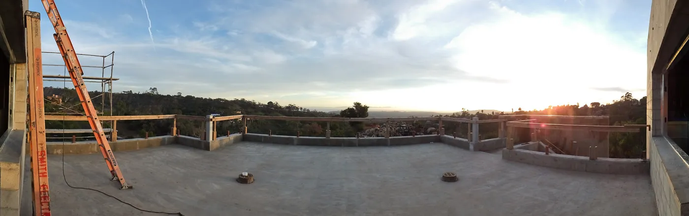 Pritzlaff Conservation Center Construction, panorama from south deck doorway