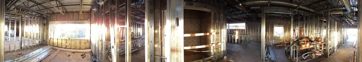 Pritzlaff Conservation Center Construction, panorama from center of second floor