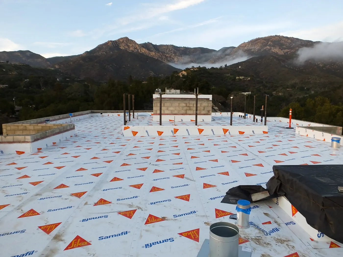 Pritzlaff Conservation Center Construction, looking north across roof, temporary waterproofing