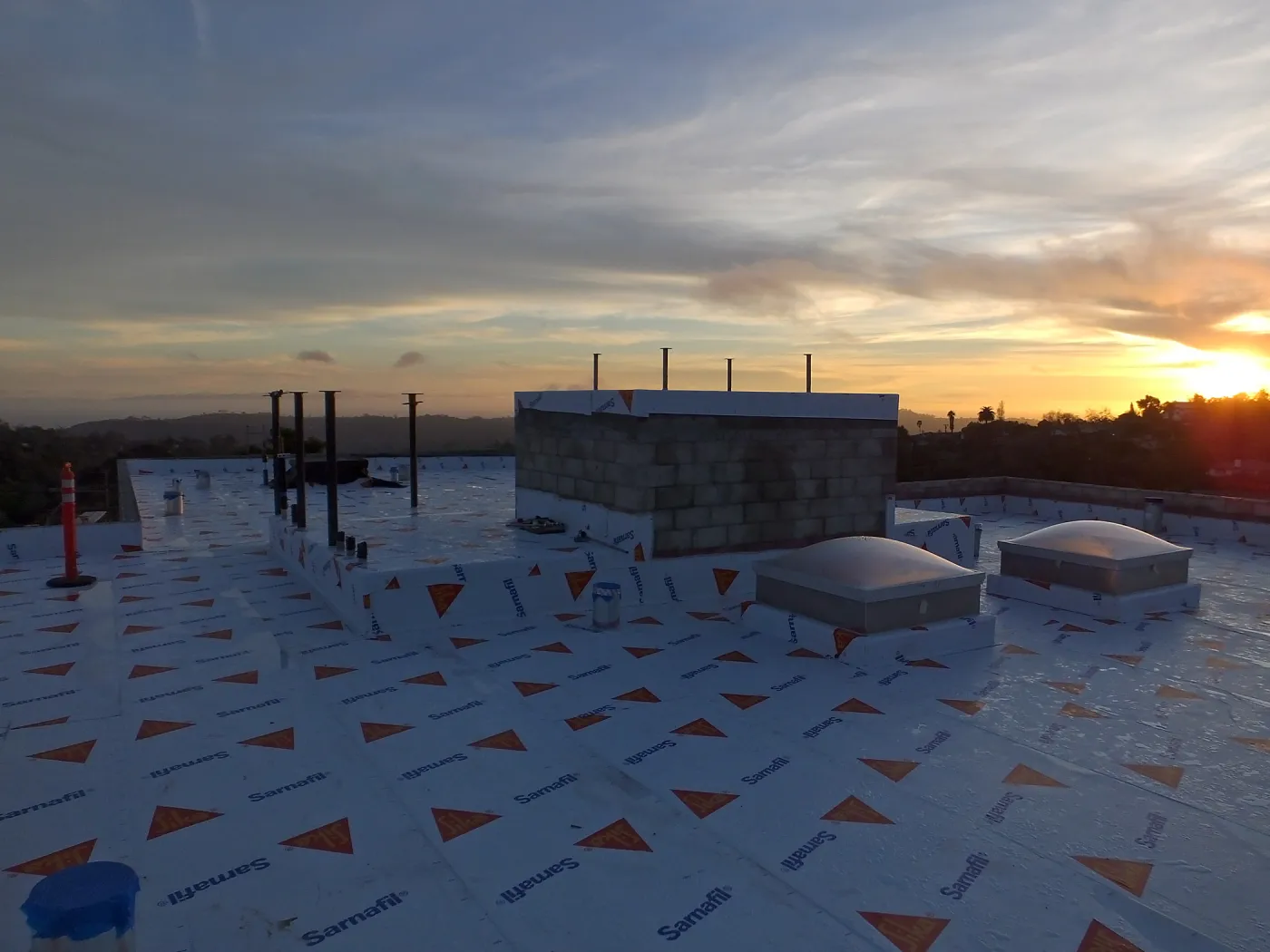Pritzlaff Conservation Center Construction, looking southwest across roof, temporary waterproofing