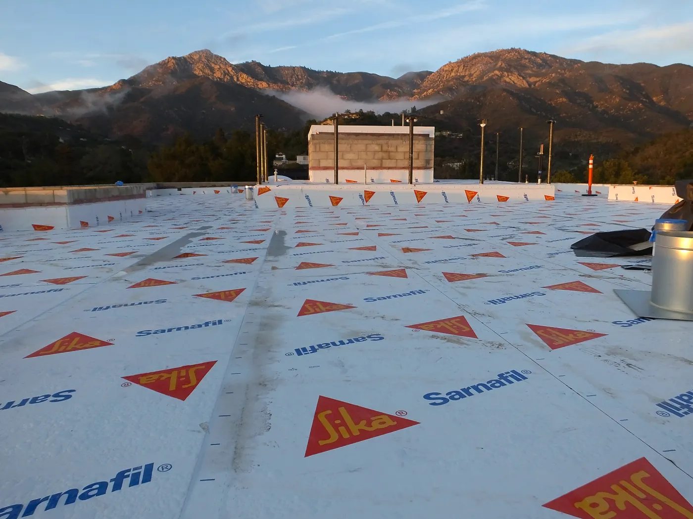 Pritzlaff Conservation Center Construction, looking north across roof, temporary waterproofing