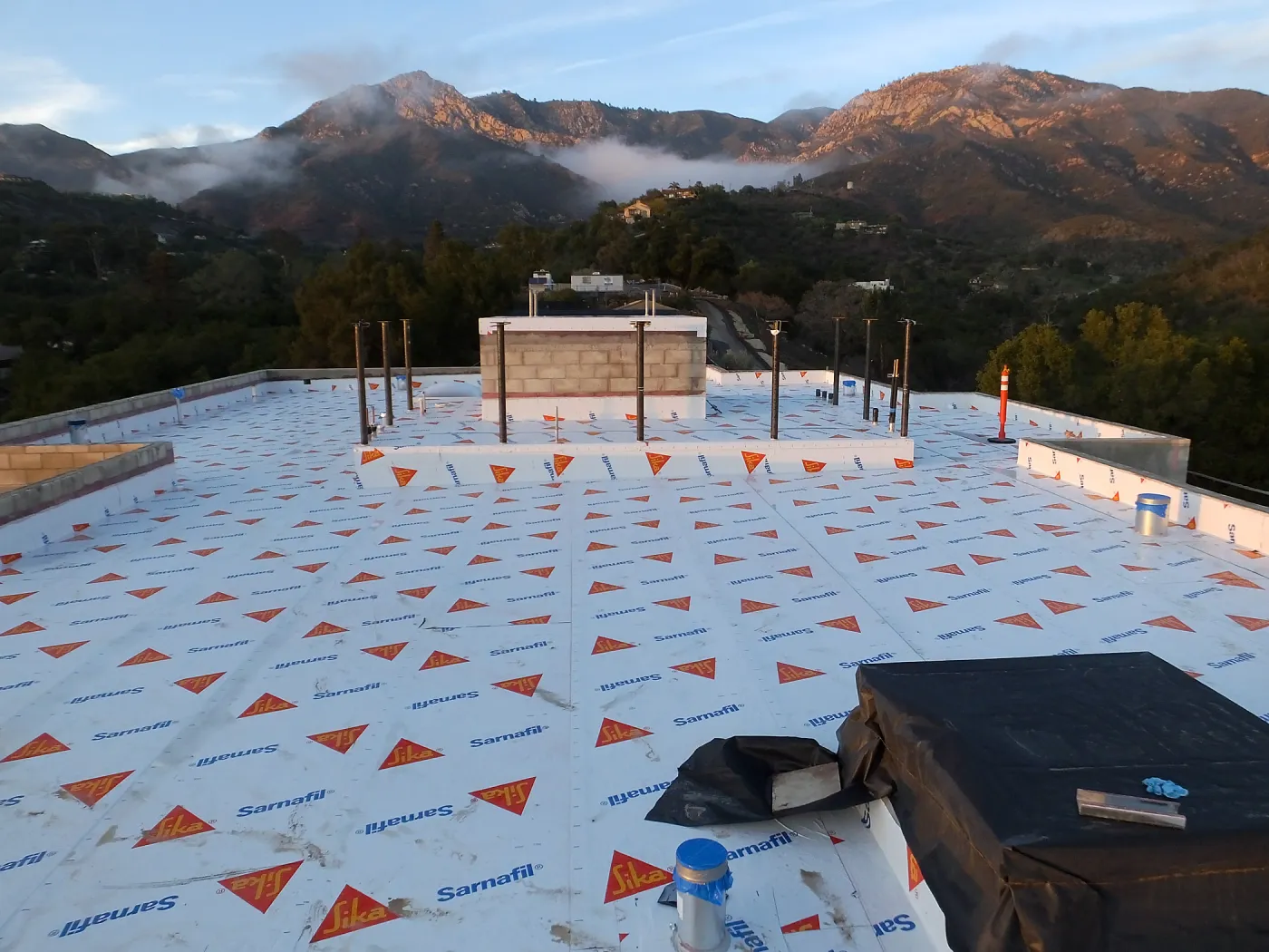 Pritzlaff Conservation Center Construction, looking north across roof, temporary waterproofing