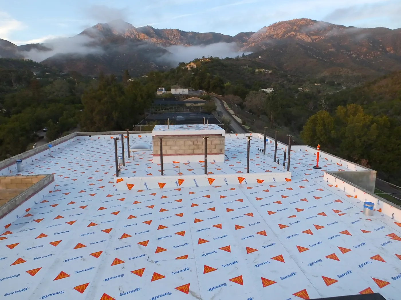 Pritzlaff Conservation Center Construction, looking north across roof, temporary waterproofing
