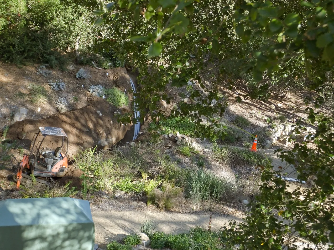 Power and data conduit being installed in the Arroyo Section