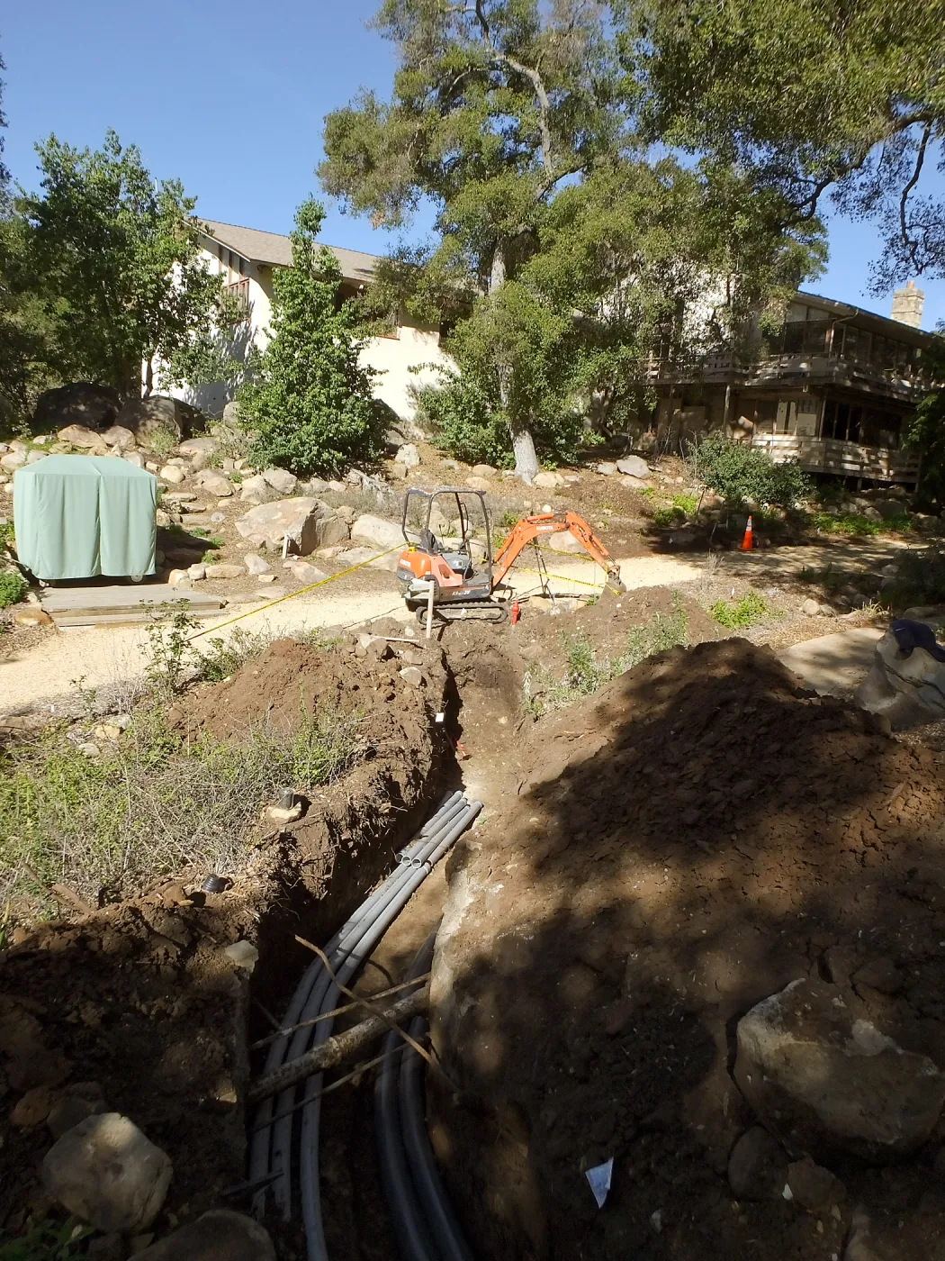 Power and data conduit being installed in the Arroyo Section