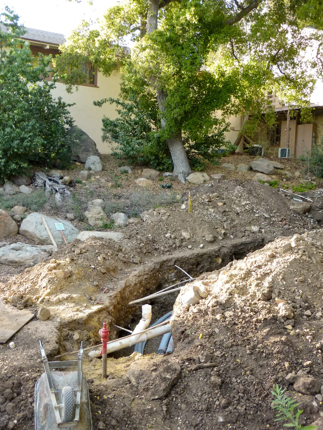 Power and data conduit being installed in the Arroyo Section