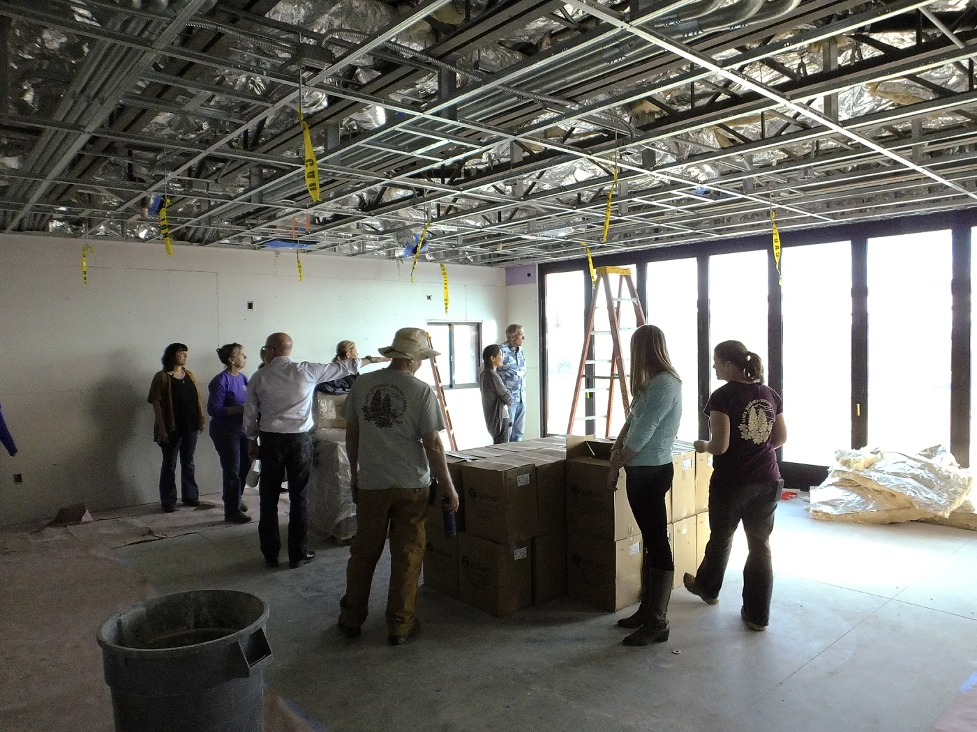 Pritzlaff Conservation Center Construction, Exhibit Room, looking southeast, staff tour