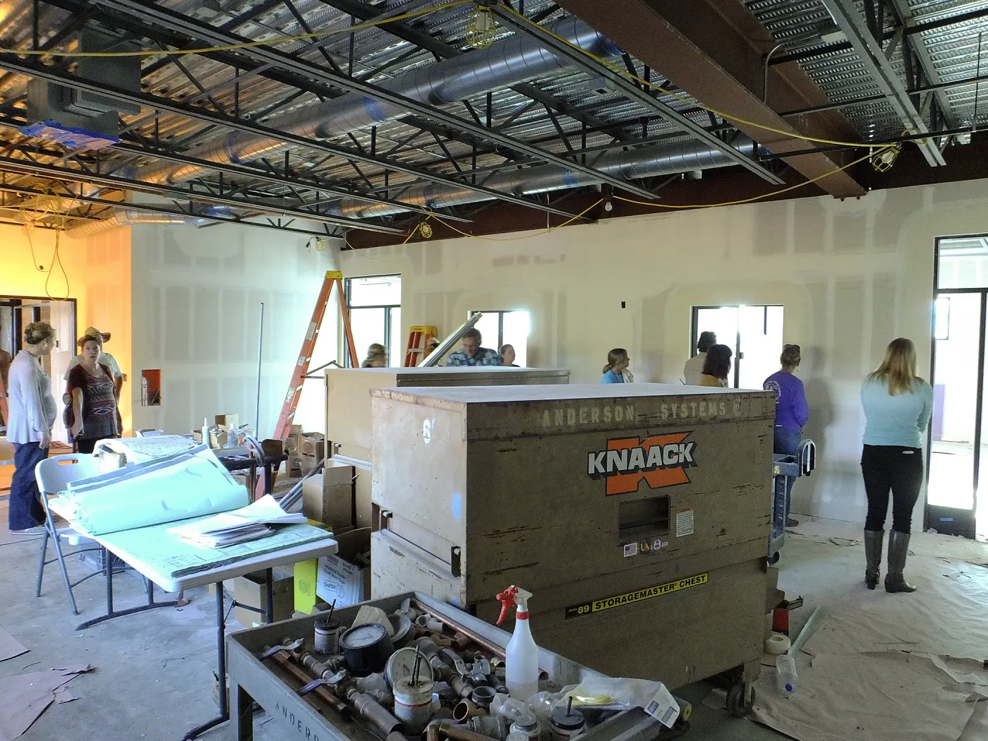 Pritzlaff Conservation Center Construction, looking southwest across Research workstation area, staff tour