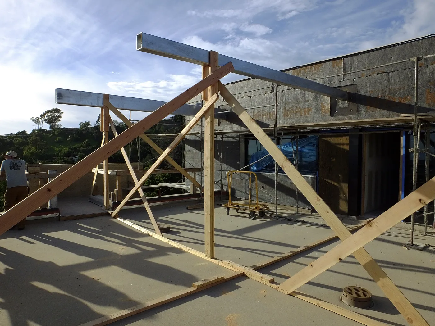 Pritzlaff Conservation Center Construction, looking northwest across deck, staff tour
