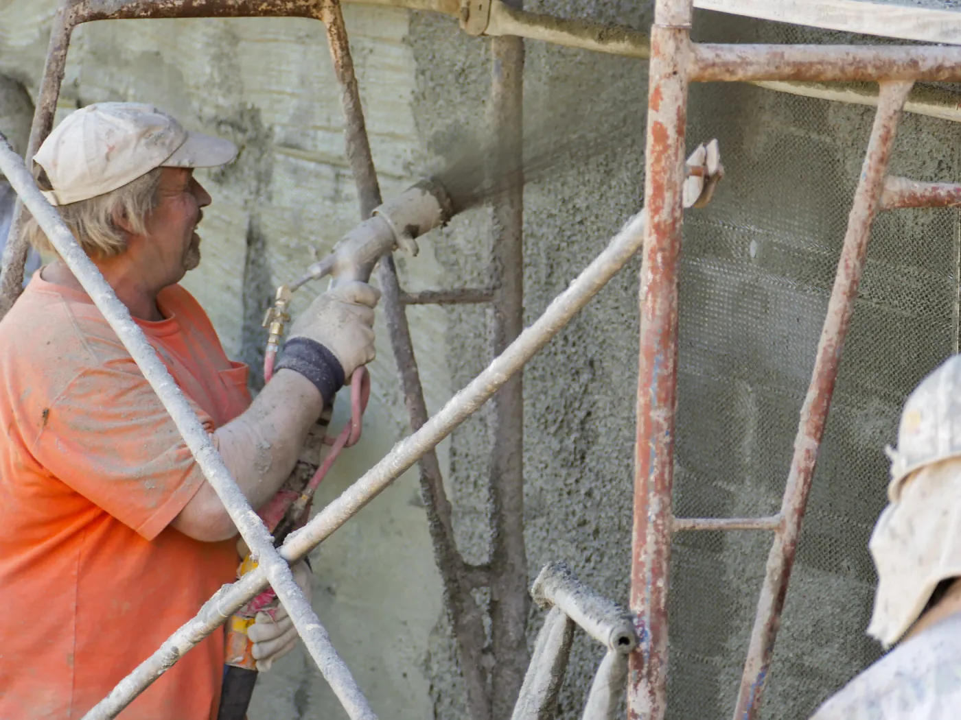 Pritzlaff Conservation Center Construction, Worker applying stucco