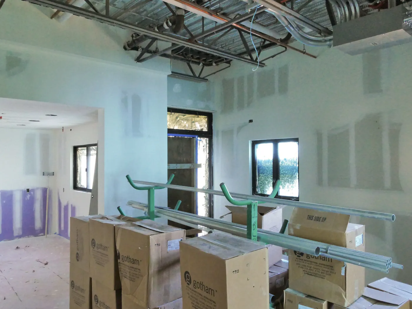 Pritzlaff Conservation Center Construction, Looking northeast across kitchen/breakroom