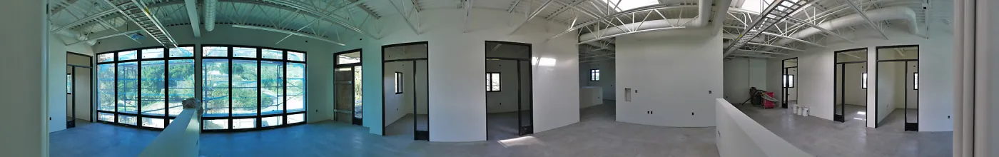 Pritzlaff Conservation Center Construction, panorama of Administrative Bullpen