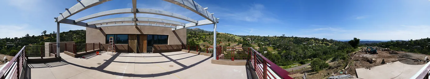 Pritzlaff Conservation Center Construction, panorama from south deck railing