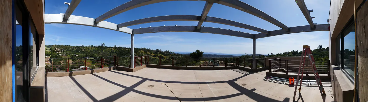 Pritzlaff Conservation Center Construction, panorama from south deck doorway