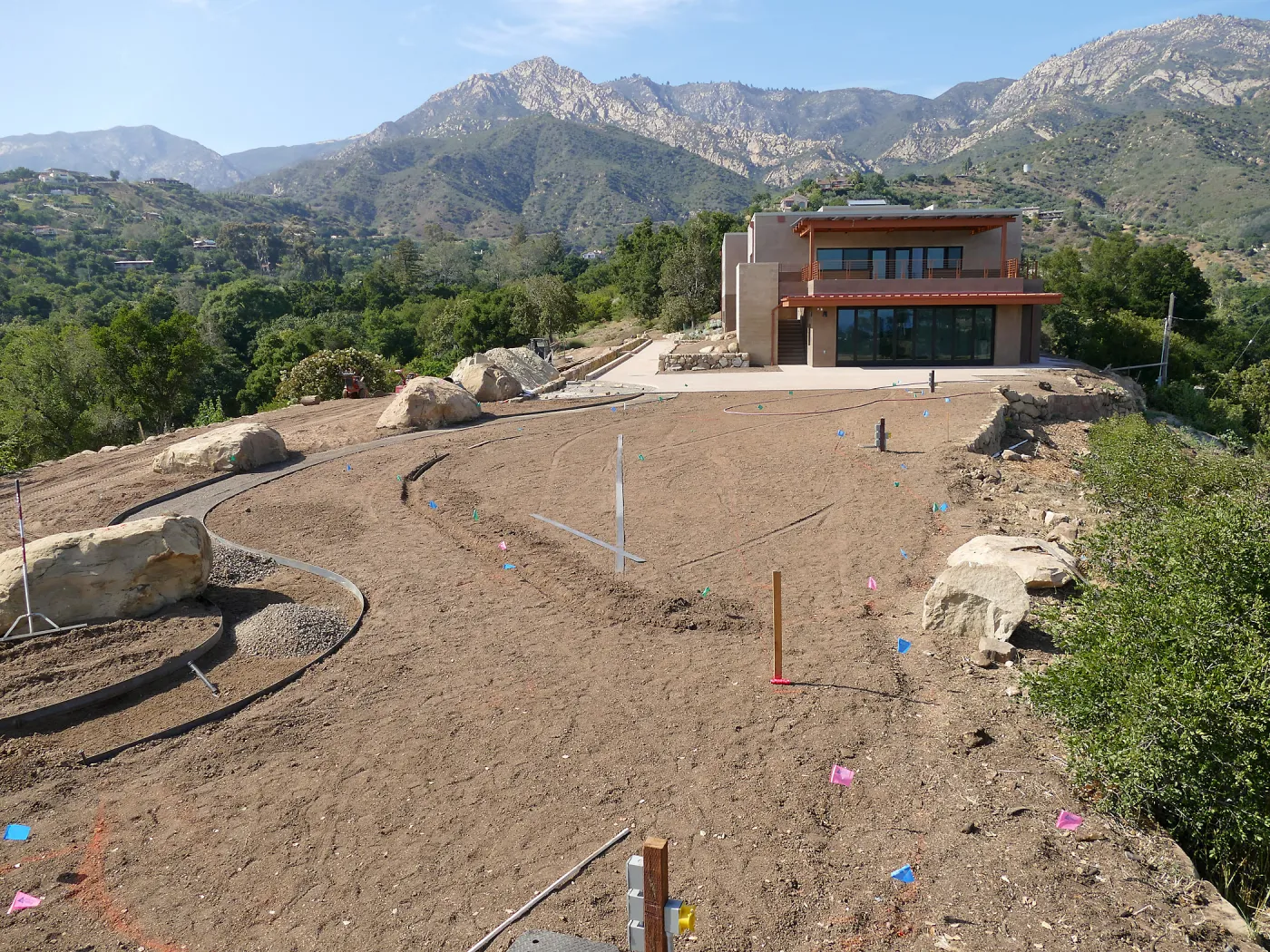 Island View Garden Installation, view looking northeast from boulder near south steps