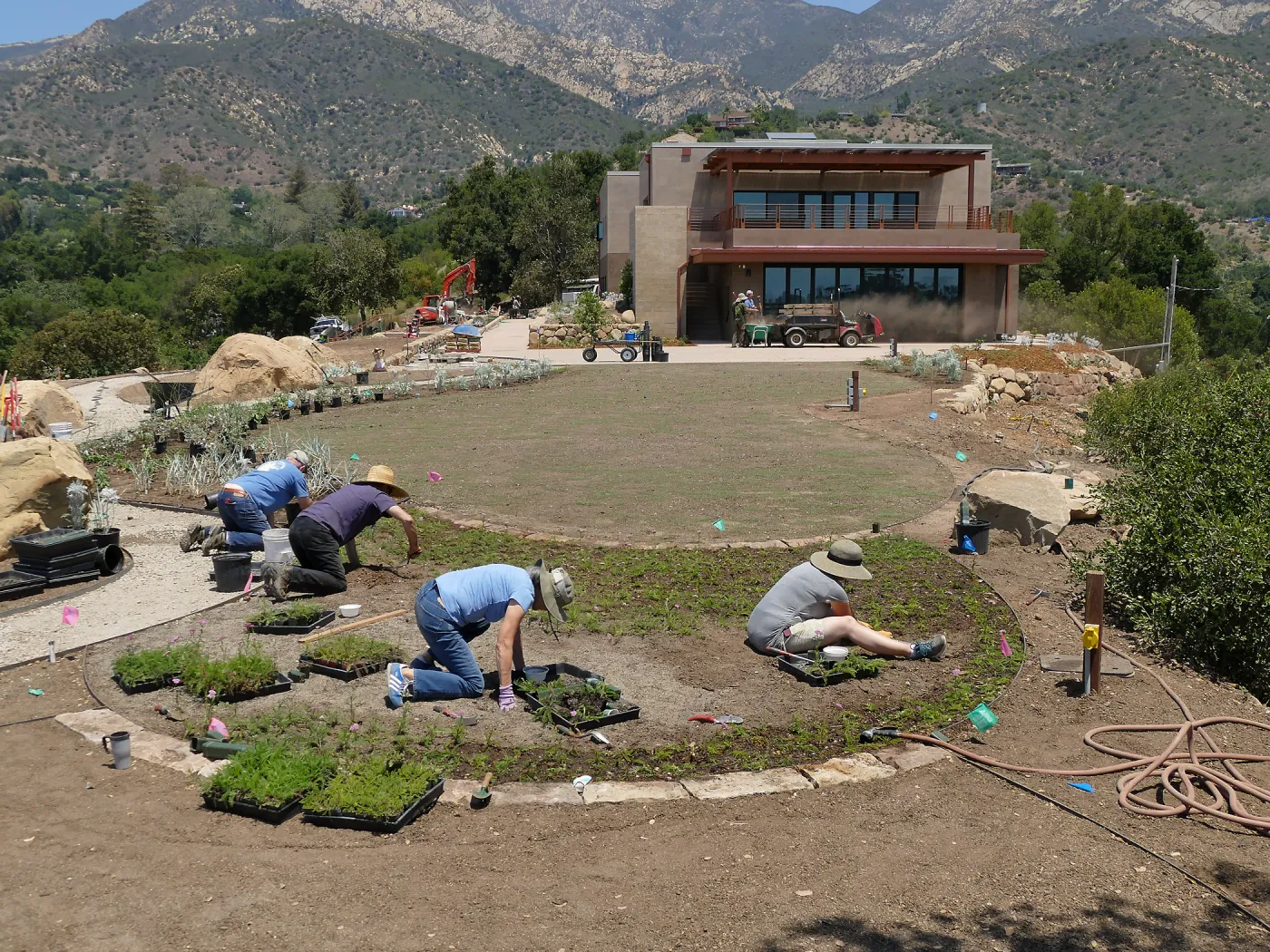 Volunteers and staff planting the new Island View Garden