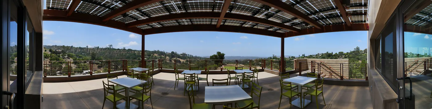Pritzlaff Conservation Center Construction, panorama from south deck doorway