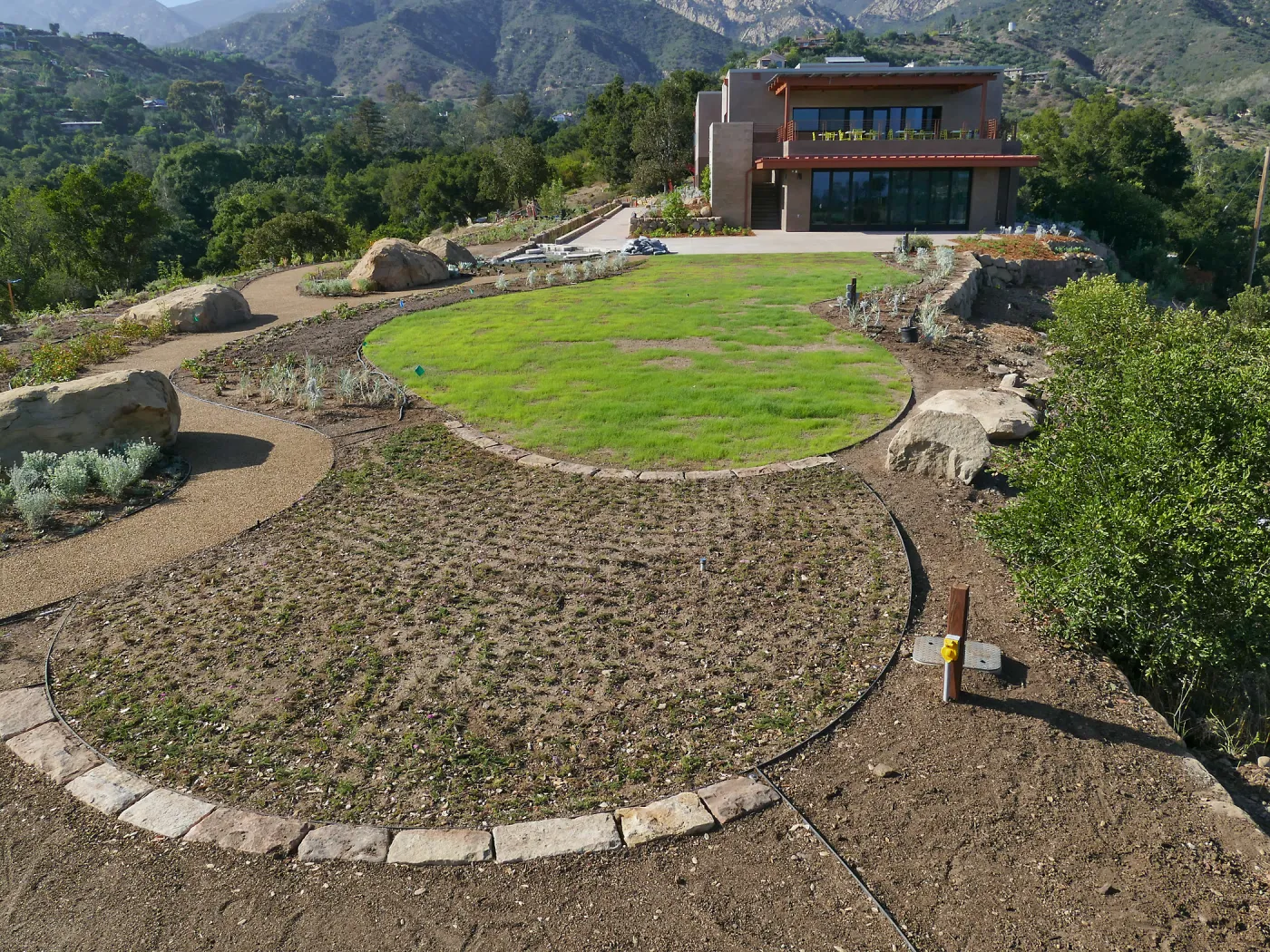 Island View Garden Installation, view looking northeast from boulder near south steps