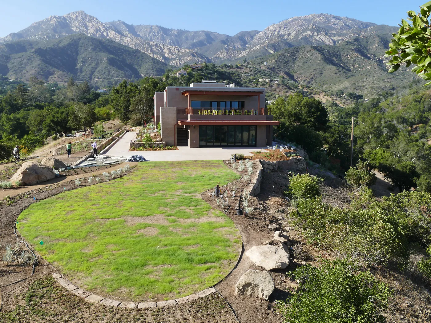 Island View Garden Installation, view looking northeast from boulder near south steps