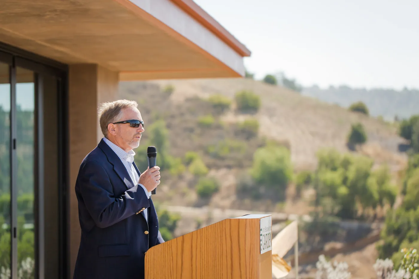 Pritzlaff Conservation Center Ribbon Cutting Celebration, Jim Koopmans welcoming guests