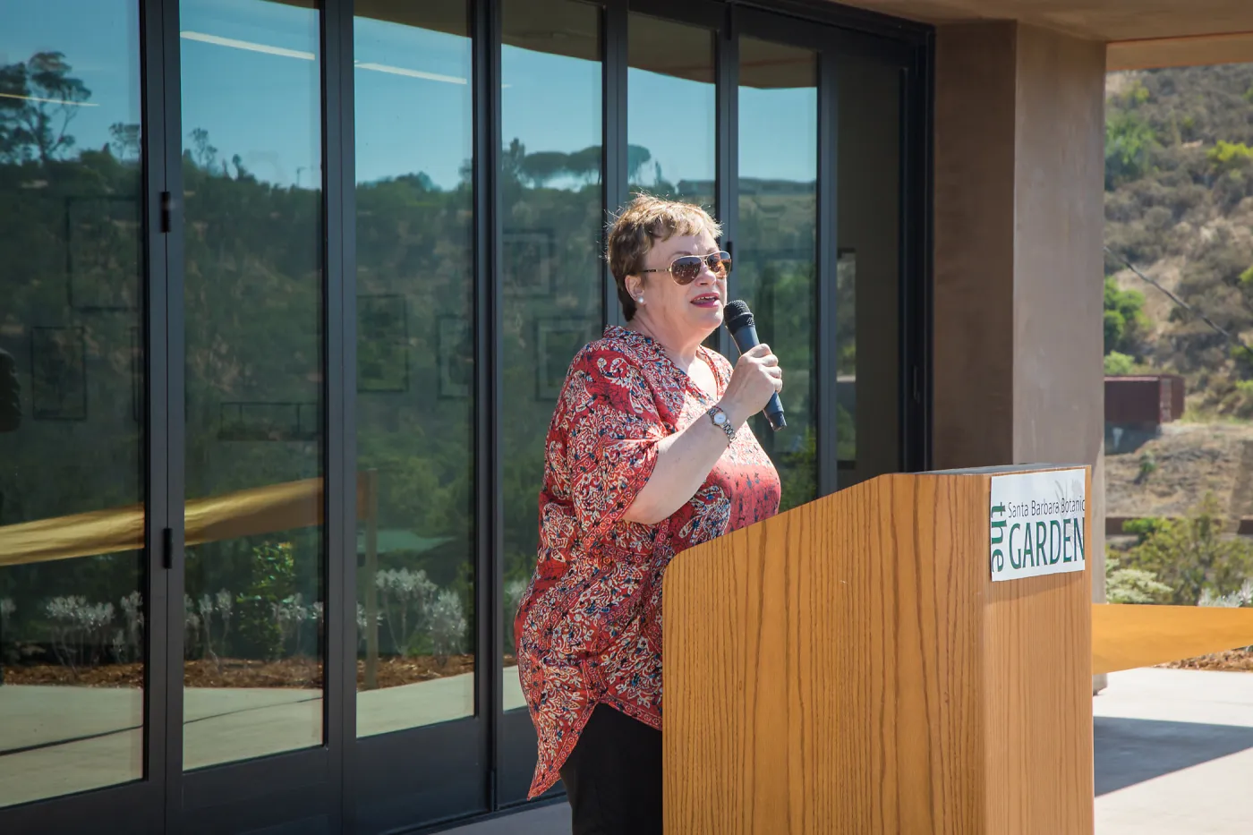 Pritzlaff Conservation Center Ribbon Cutting Celebration, Ann Symington speaking to guests