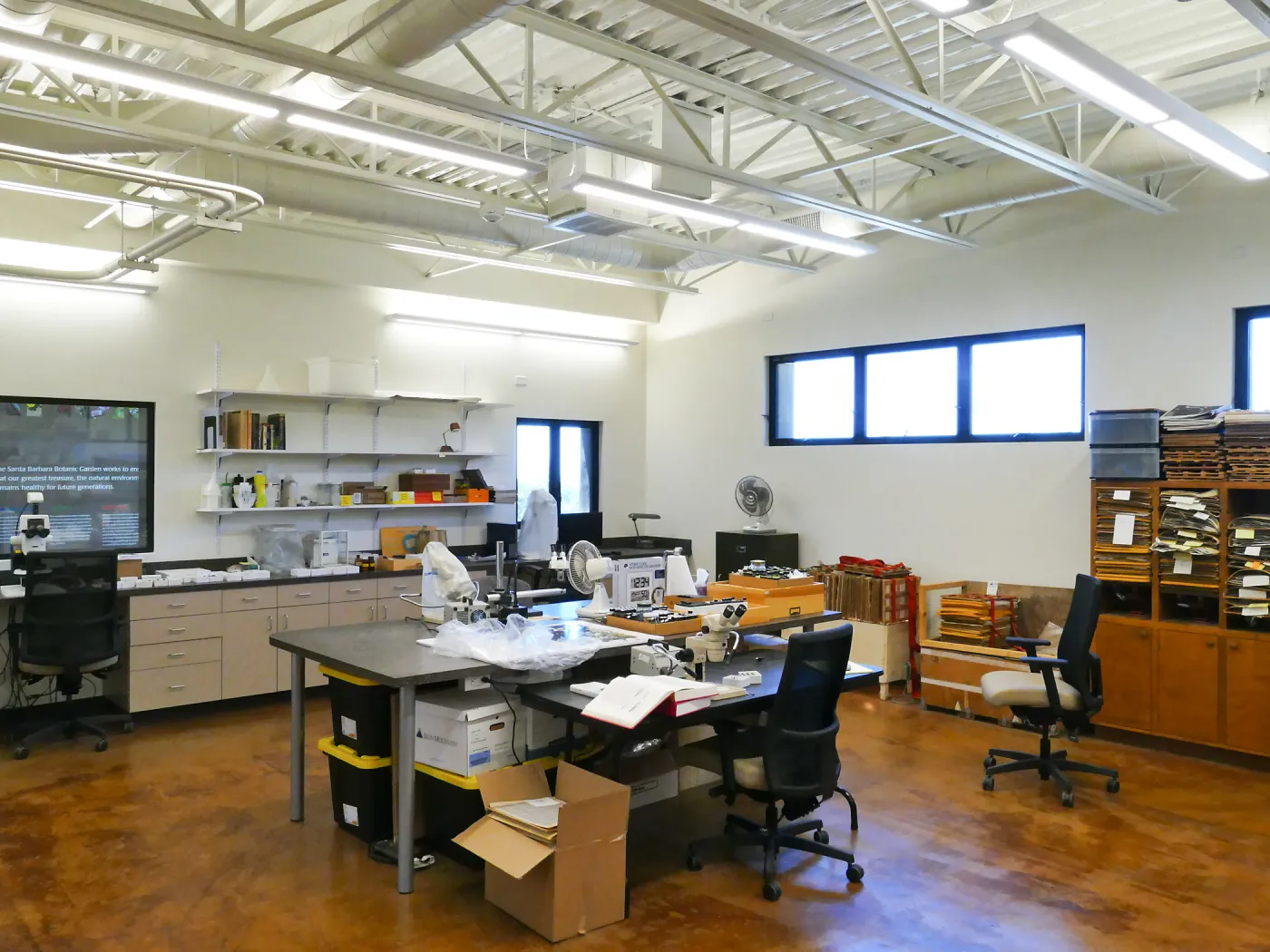 Pritzlaff Conservation Center, looking southwest across Multipurpose Lab