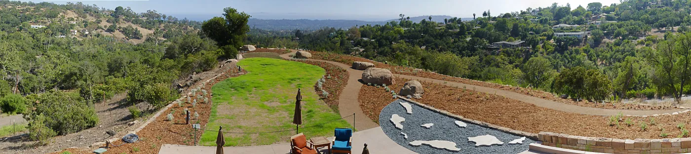 Island View Garden Installation, panorama from Pritzlaff Conservation Center Deck