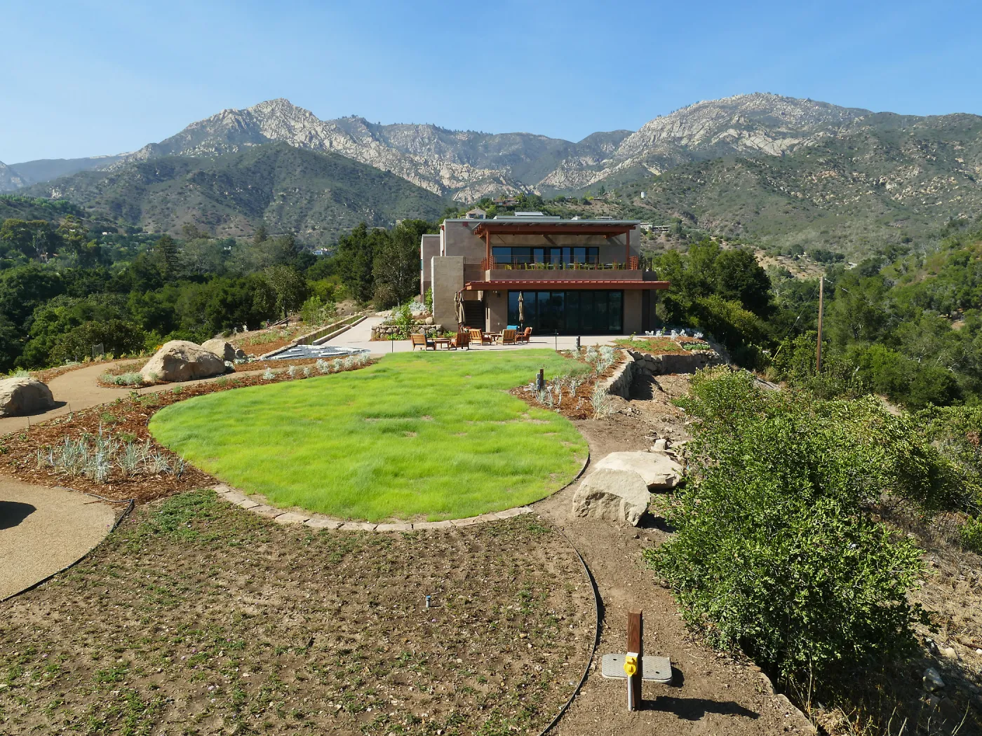 Island View Garden Installation, view looking northeast from boulder near south steps