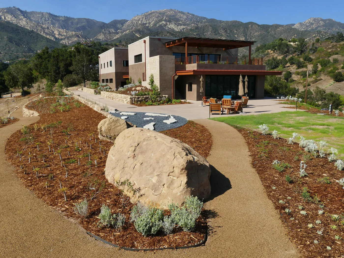 View of Pritzlaff Conservation Center looking northeast from the Island View Garden