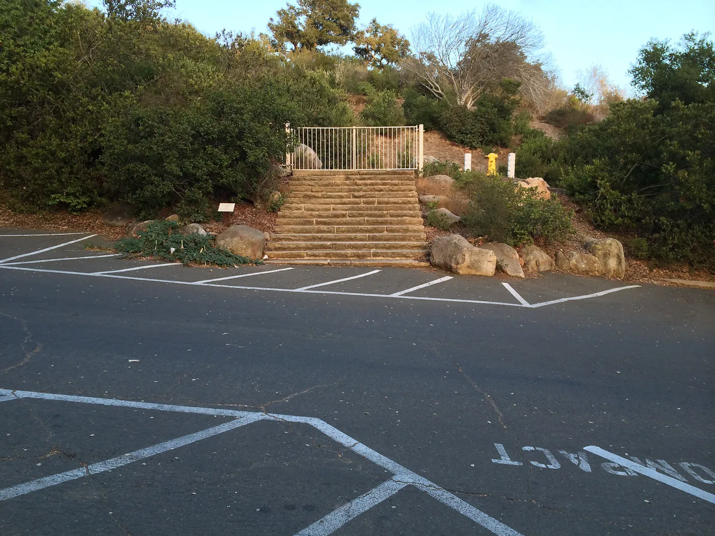 From parking lot looking to original steps to Mission Canyon Road