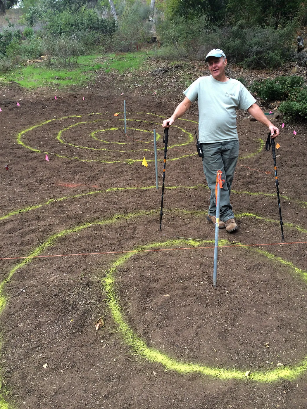 Dave Kershaw marking the maze pattern