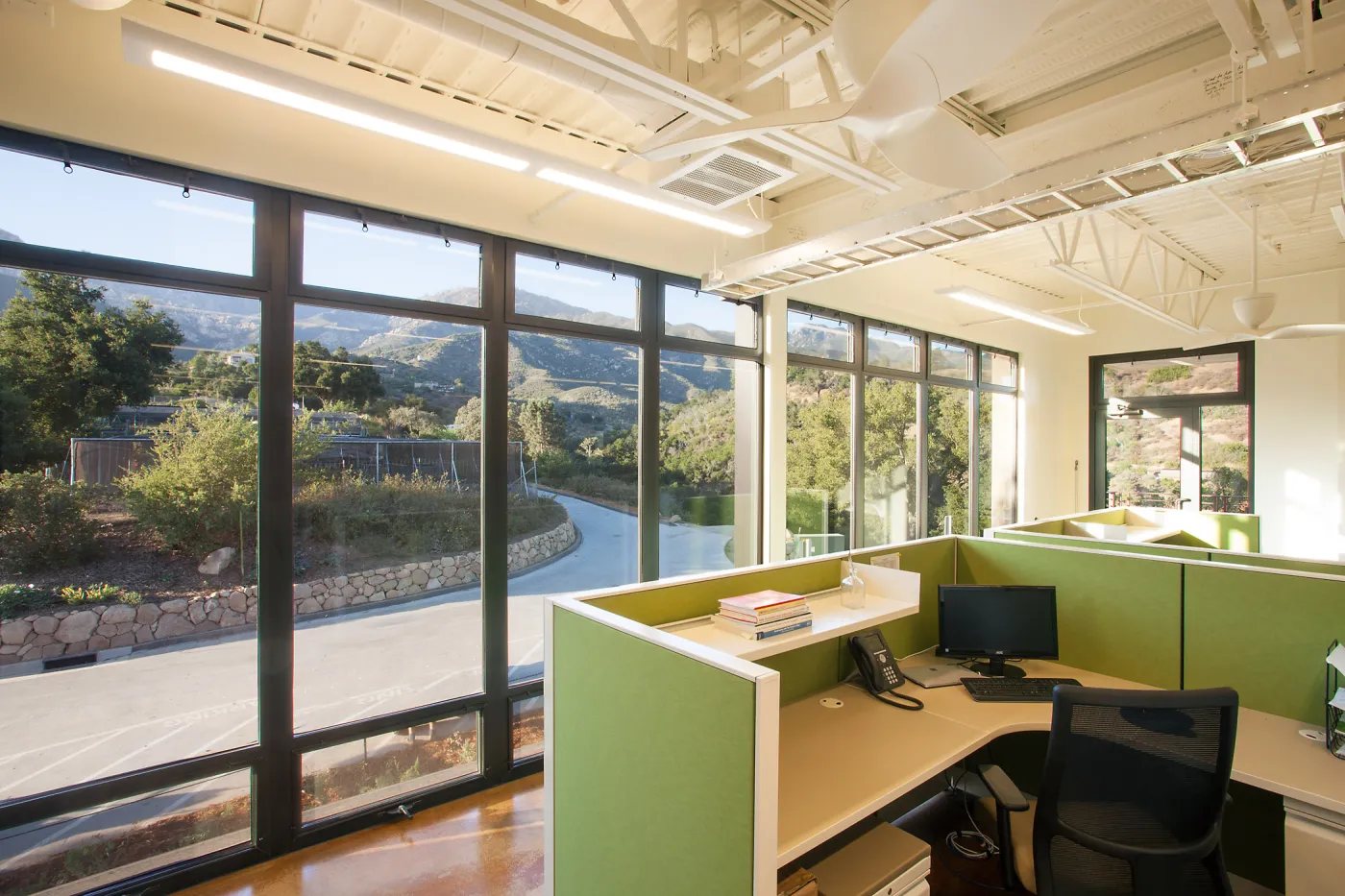 Pritzlaff Conservation Center interior, administrative bullpen and north windows