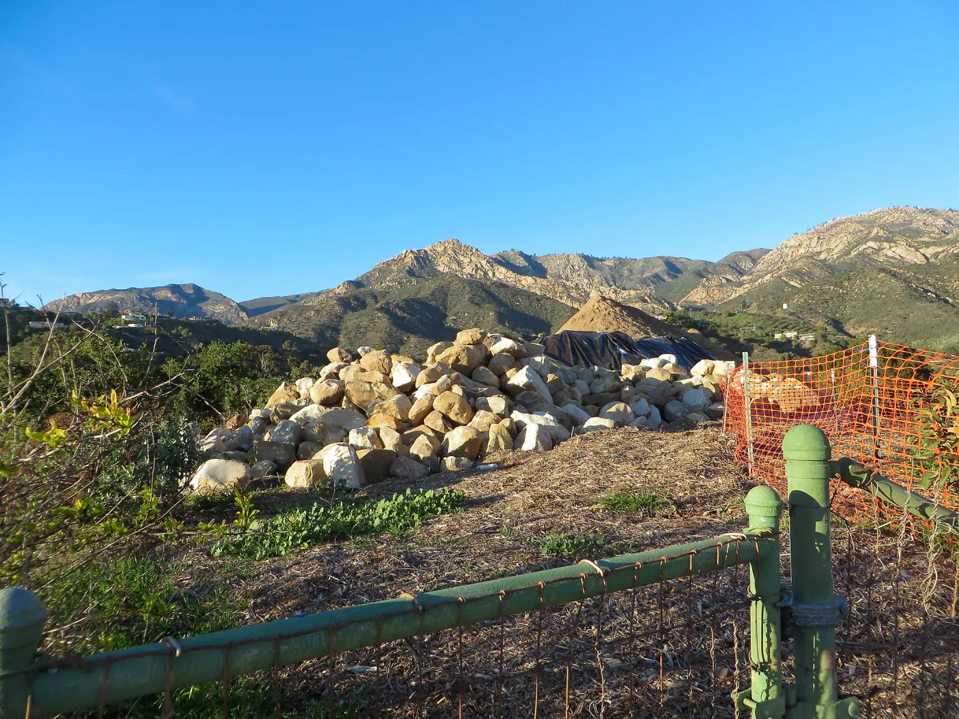 PCC construction, rock pile